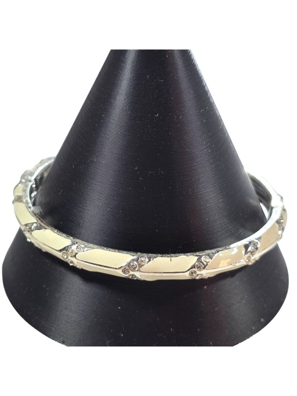 Sequin Bracelet Womens White Silver-Tone Hinged Rhinestone Jewelry Neutral